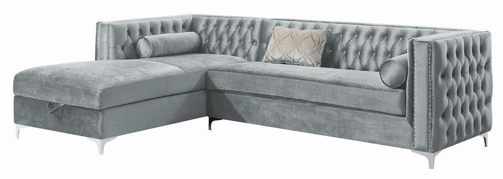 Bellaire Button-tufted Upholstered Sectional Silver Half Price Furniture