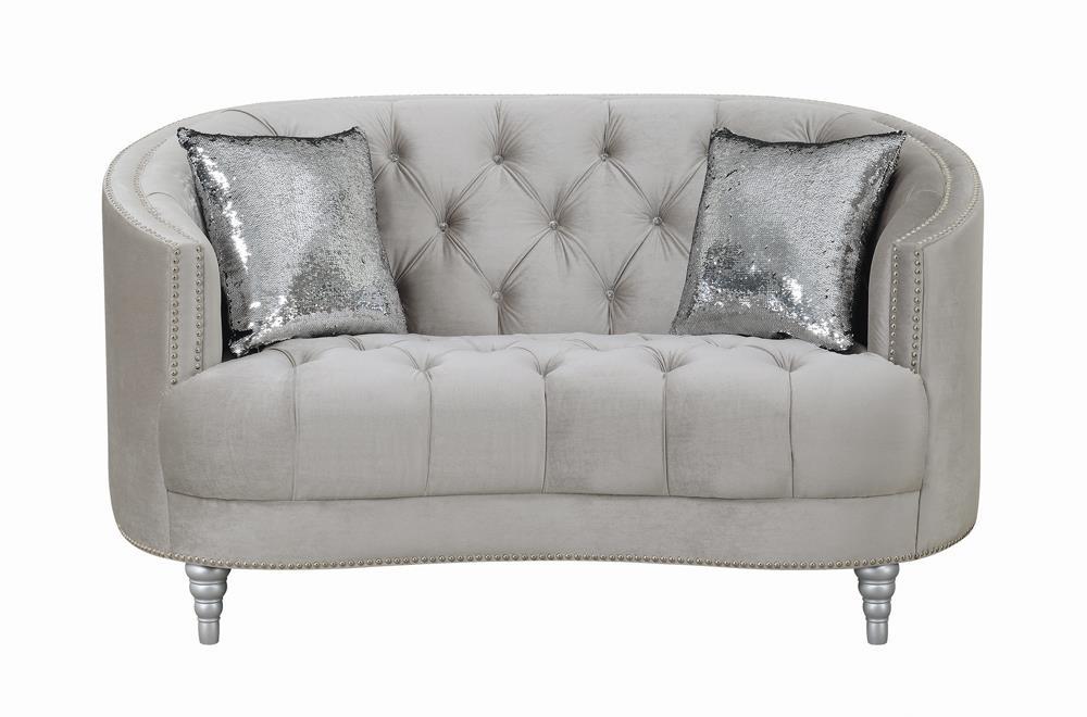 Avonlea Sloped Arm Tufted Loveseat Grey - Loveseat - Half Price Furniture