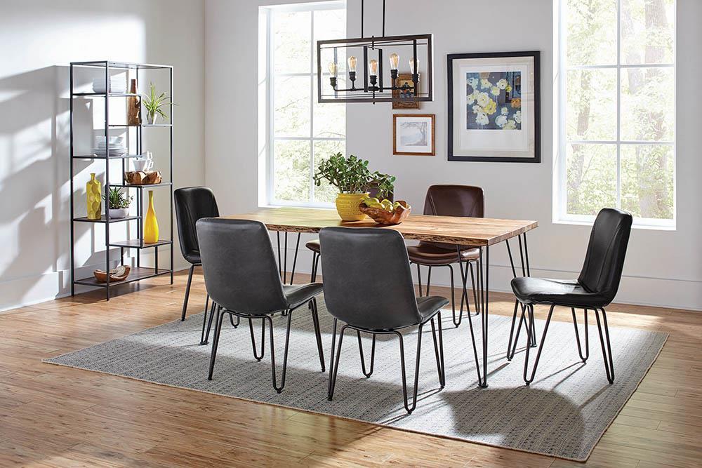 Sherman Rectangular Dining Table Natural Acacia and Matte Black - Dining Table - Half Price Furniture