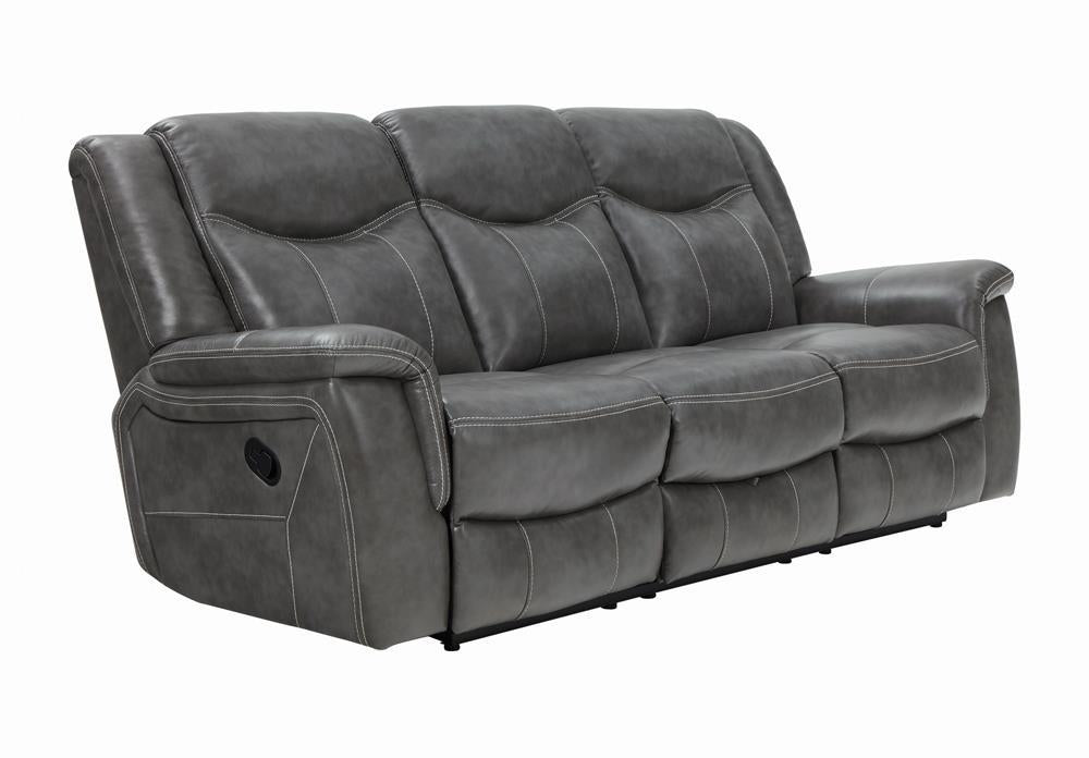 Conrad Upholstered Motion Sofa Cool Grey  Las Vegas Furniture Stores