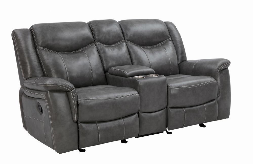 Conrad Upholstered Motion Loveseat Cool Grey - Loveseat - Half Price Furniture