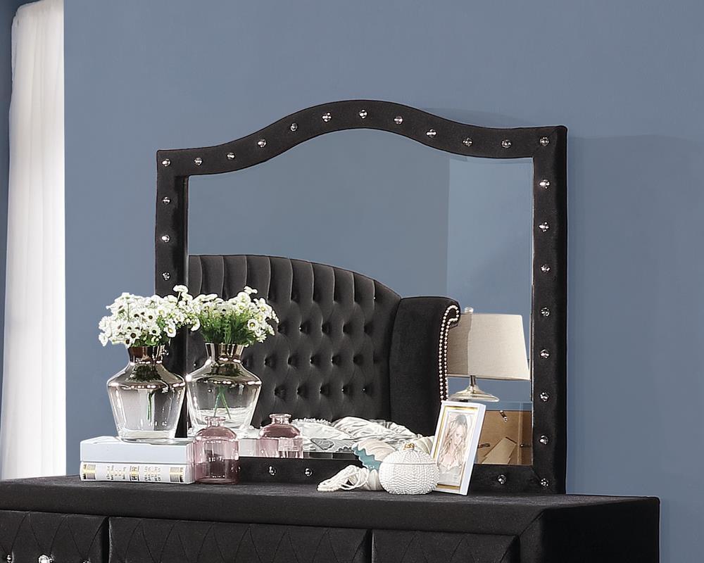 Deanna Button Tufted Dresser Mirror Black - Mirror - Half Price Furniture