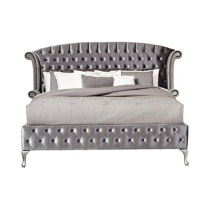 Deanna California King Tufted Upholstered Bed Grey - Bed - Half Price Furniture
