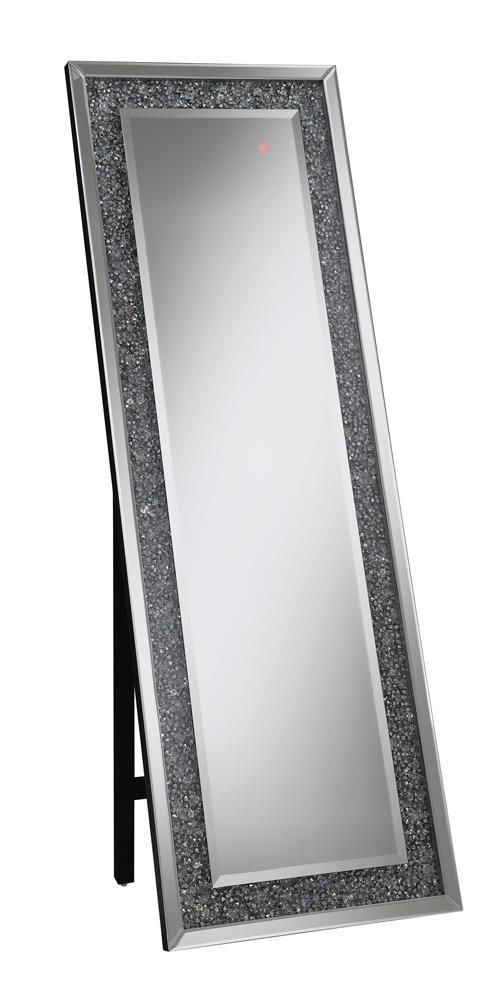Carisi Rectangular Standing Mirror with LED Lighting Silver  Las Vegas Furniture Stores