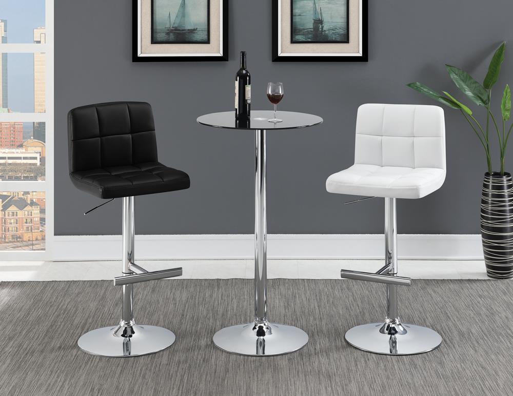 Lenny Adjustable Bar Stools Chrome and White (Set of 2) Half Price Furniture