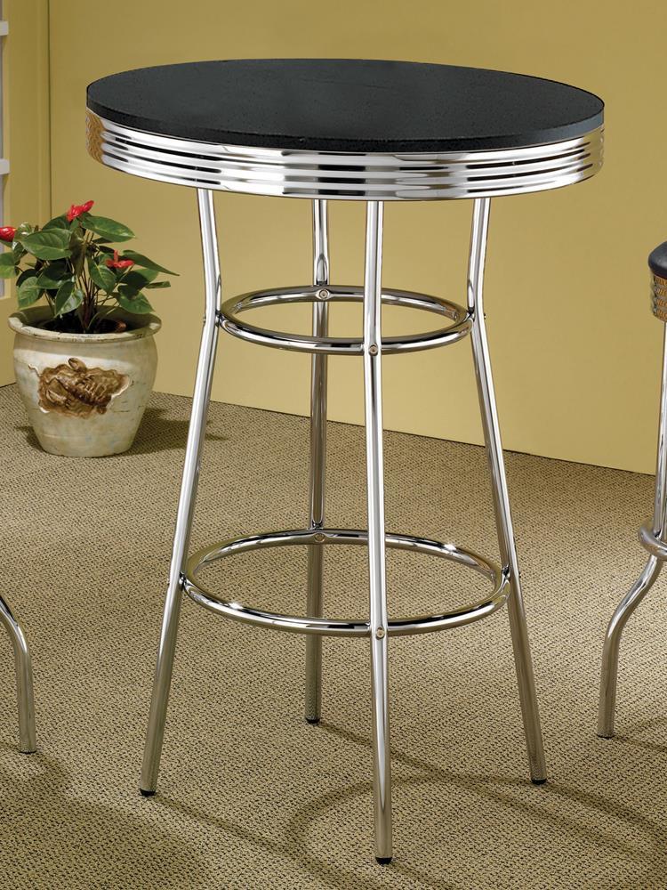 Theodore Round Bar Table Black and Chrome Half Price Furniture