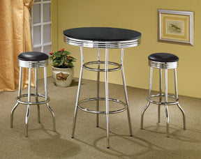 Theodore Round Bar Table Black and Chrome Theodore Round Bar Table Black and Chrome Half Price Furniture