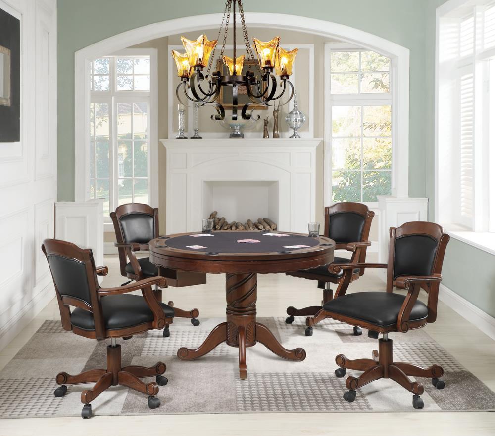 Turk 3-in-1 Round Pedestal Game Table Tobacco - Gaming Table - Half Price Furniture