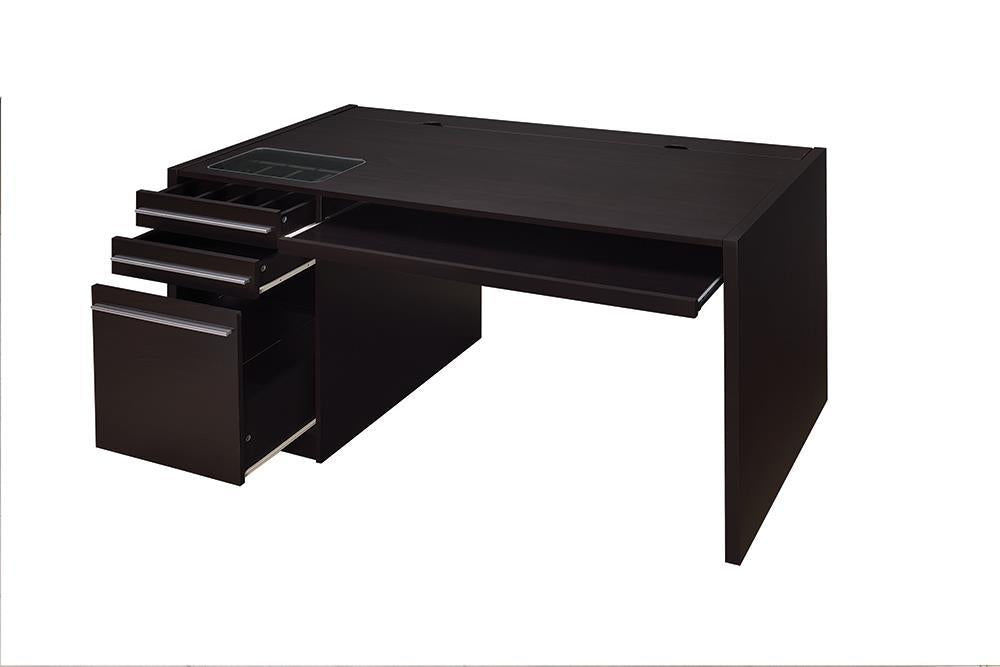 Halston 3-drawer Connect-it Office Desk Cappuccino Halston 3-drawer Connect-it Office Desk Cappuccino Half Price Furniture