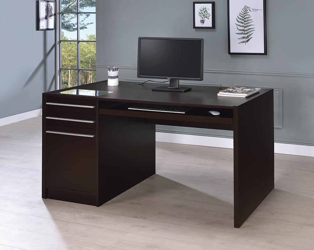 Halston 3-drawer Connect-it Office Desk Cappuccino - Desk - Half Price Furniture