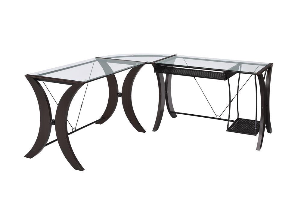 Monterey 3-piece L-shaped Computer Desk Set Cappuccino - Desk - Half Price Furniture
