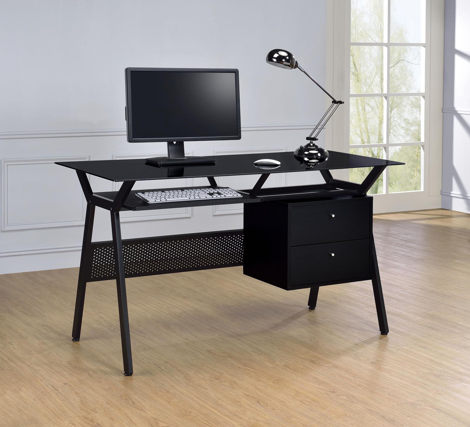 Weaving 2-drawer Computer Desk Black - Desk - Half Price Furniture