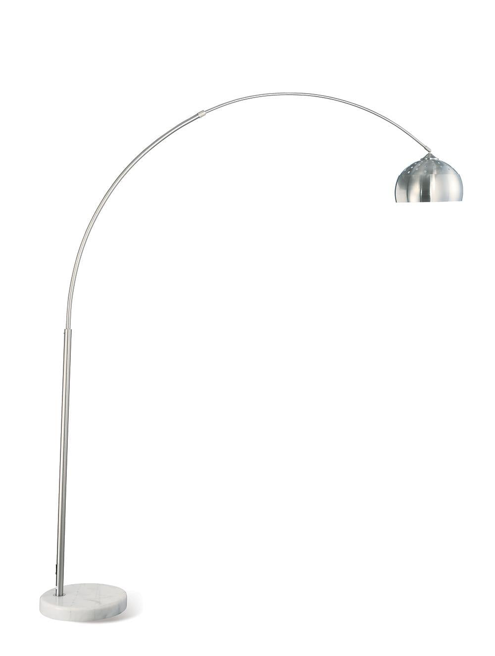 Krester Arched Floor Lamp Brushed Steel and Chrome - Lamp - Half Price Furniture
