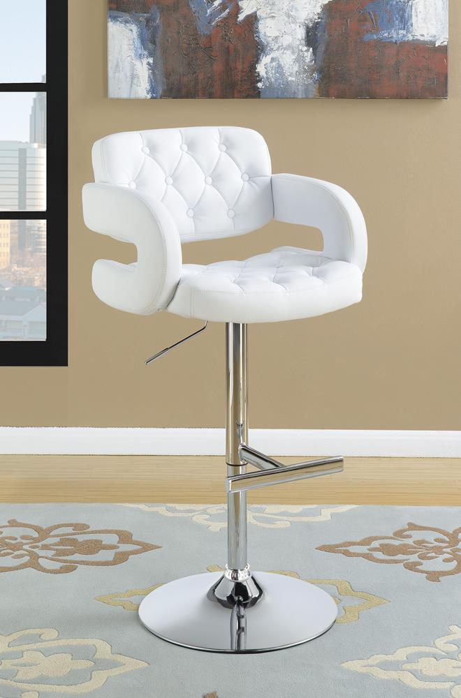 Brandi Adjustable Bar Stool Chrome and White Half Price Furniture