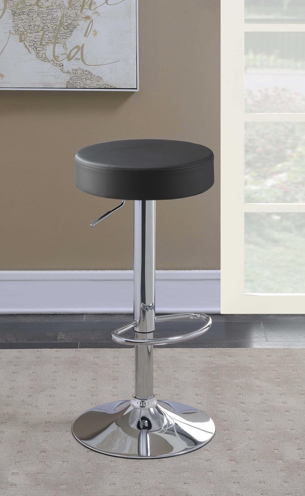 Ramses 29" Adjustable Bar Stool Chrome and Black - Barstool - Half Price Furniture