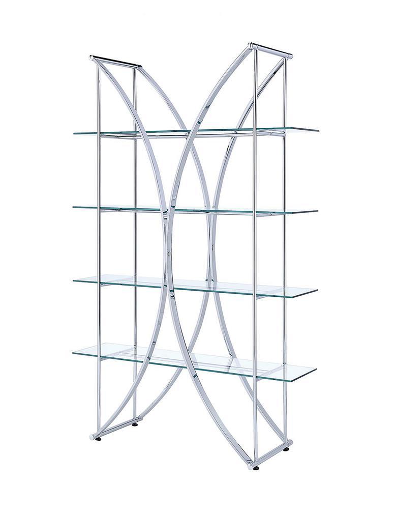Larson 4-tier Bookcase Chrome and Clear - Bookcase - Half Price Furniture