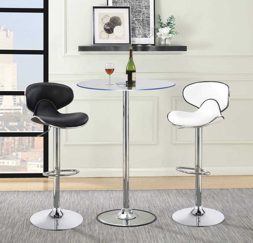 Edenton Upholstered Adjustable Height Bar Stools Black and Chrome (Set of 2) - Barstool - Half Price Furniture