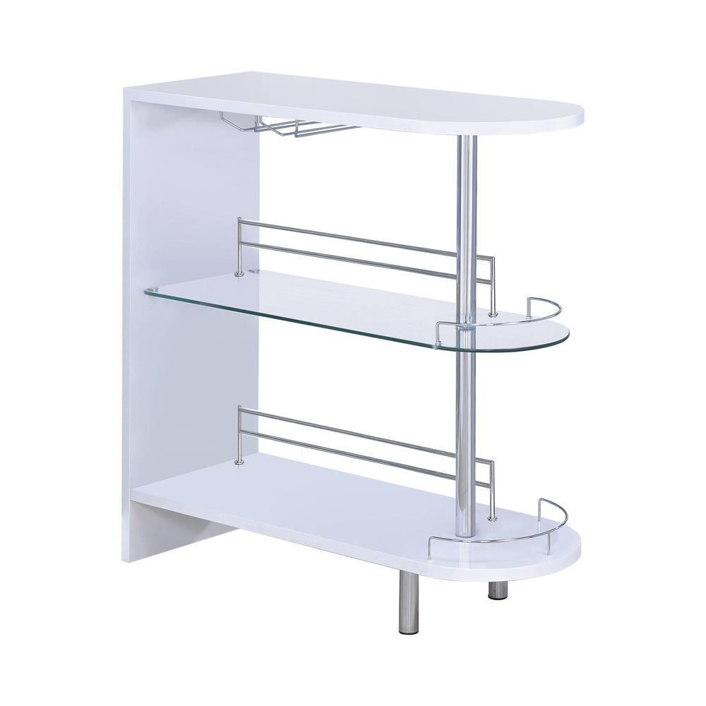 Adolfo 3-tier Bar Table Glossy White and Clear - Half Price Furniture