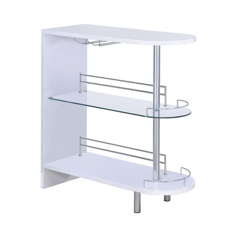 Adolfo 3-tier Bar Table Glossy White and Clear - Bar - Half Price Furniture