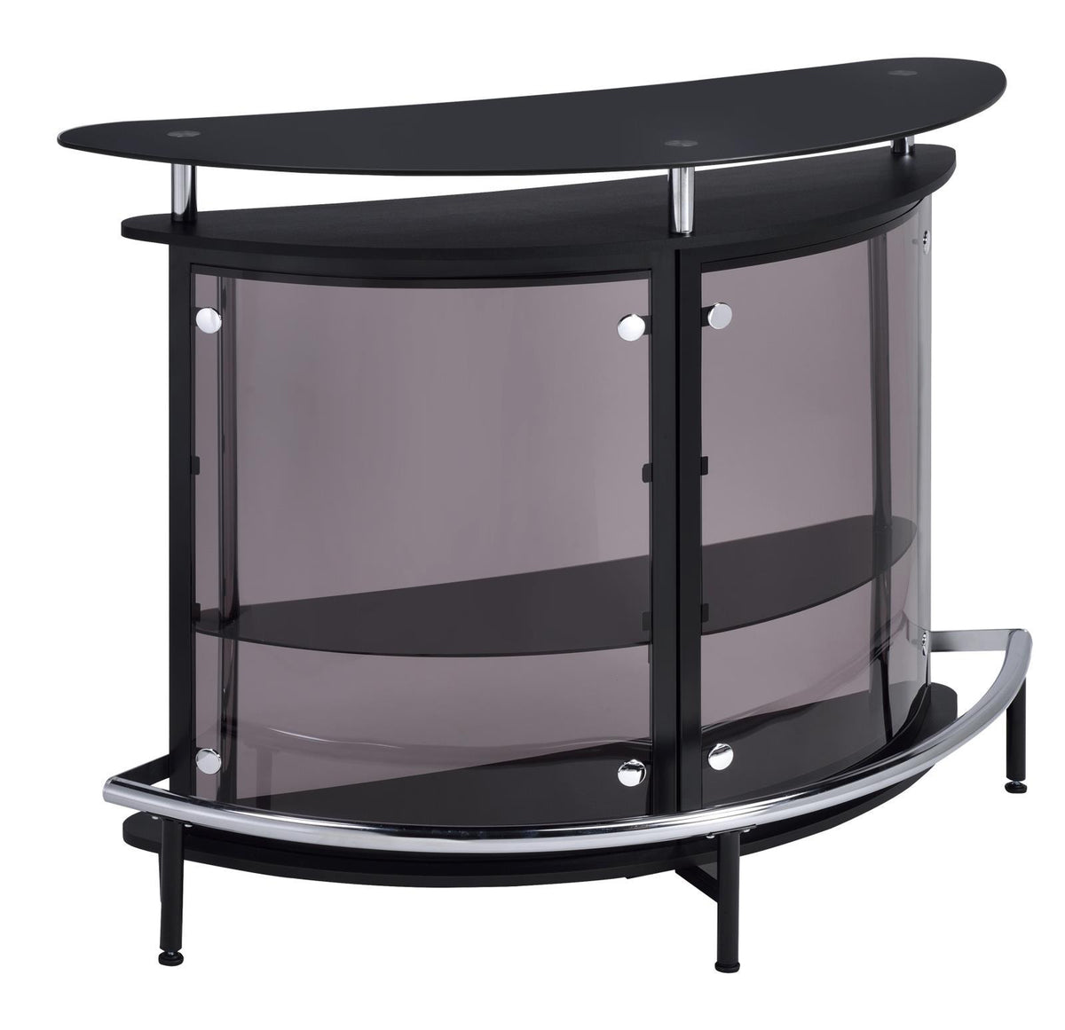 Amarillo 2-tier Bar Unit Black and Chrome Half Price Furniture