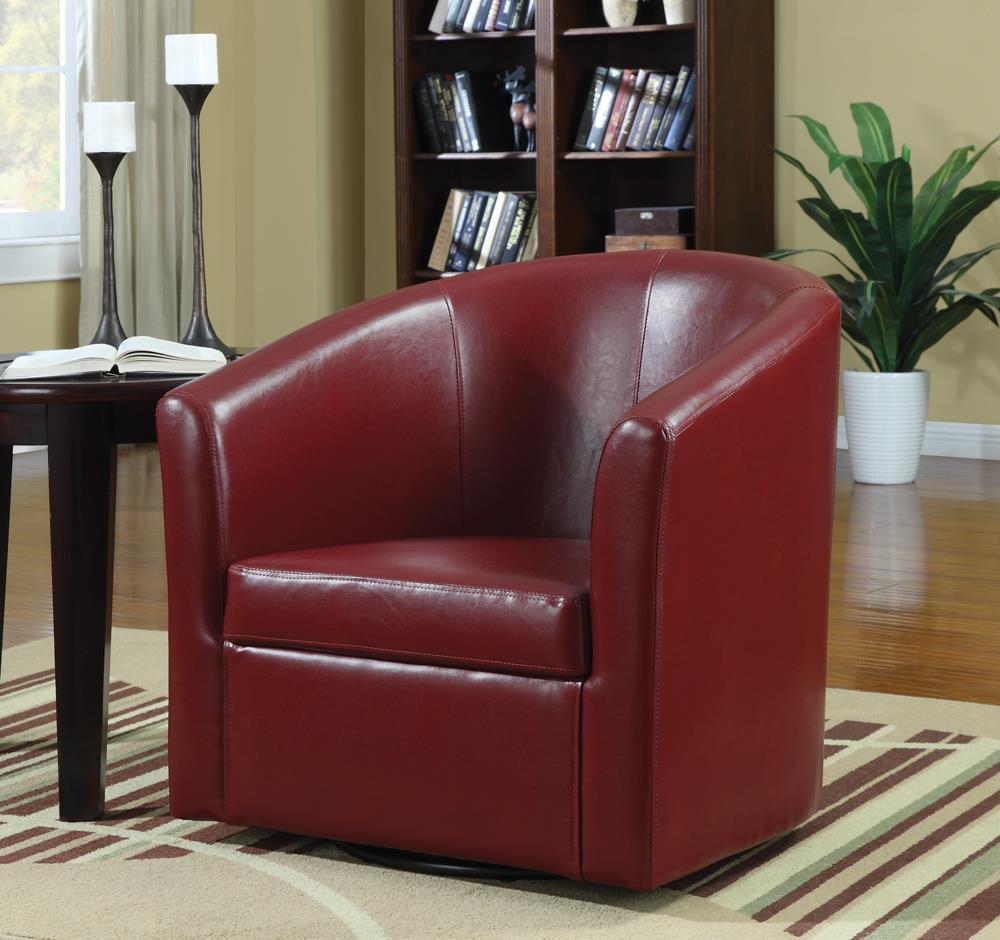 Turner Upholstery Sloped Arm Accent Swivel Chair Red - Swivel Chair - Half Price Furniture