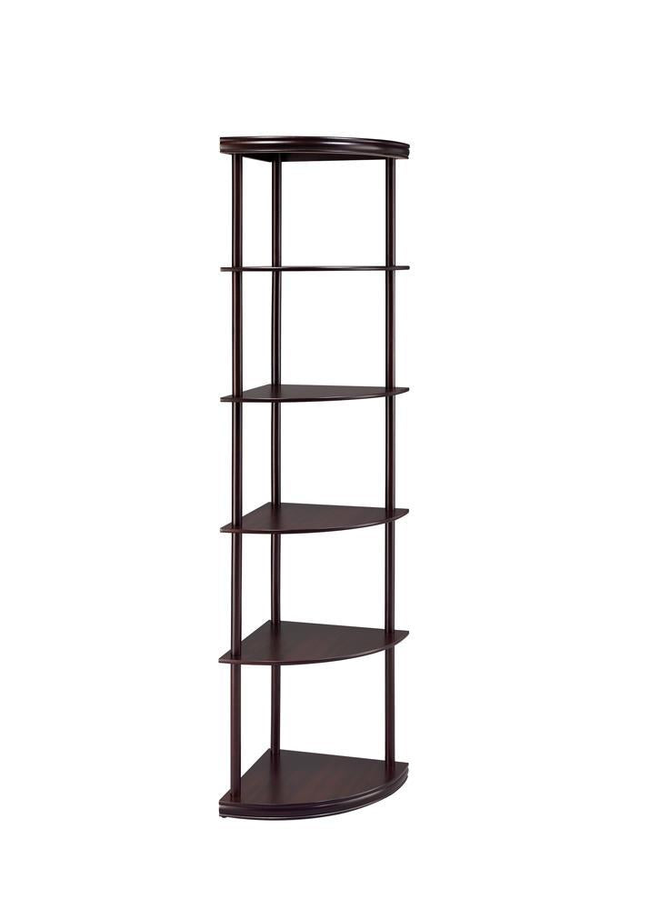 Bonwick 5-shelf Corner Bookshelf Cappuccino Half Price Furniture