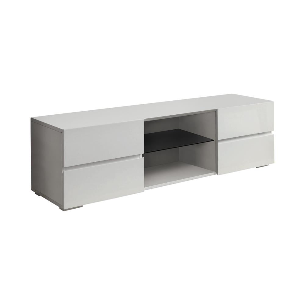 Galvin 4-drawer TV Console Glossy White Half Price Furniture