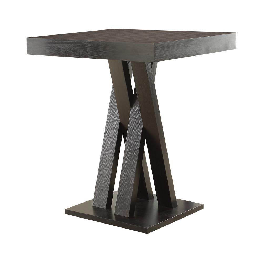 Freda Double X-shaped Base Square Bar Table Cappuccino Half Price Furniture
