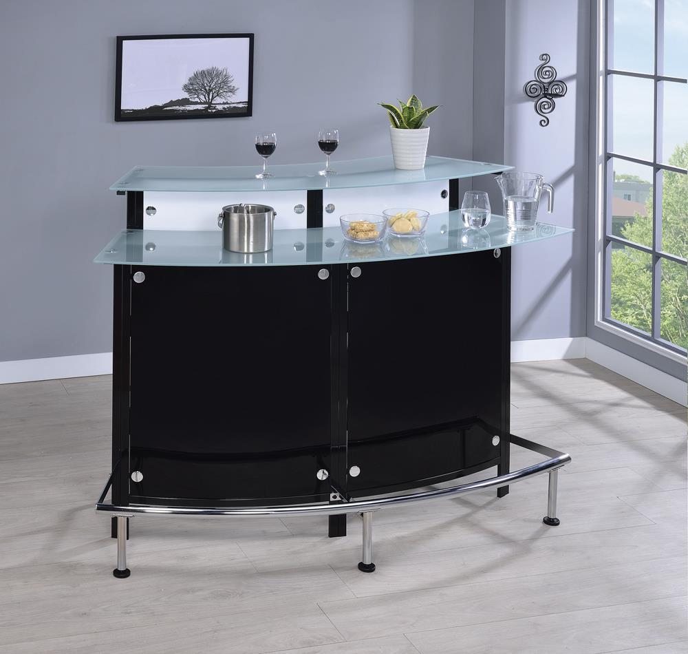 Keystone Glass Top Bar Unit Black Half Price Furniture