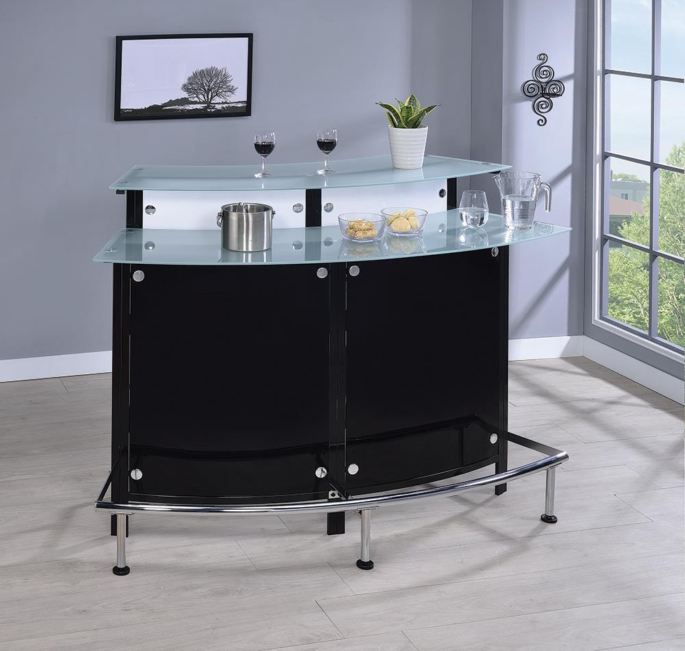Keystone Glass Top Bar Unit Black Half Price Furniture