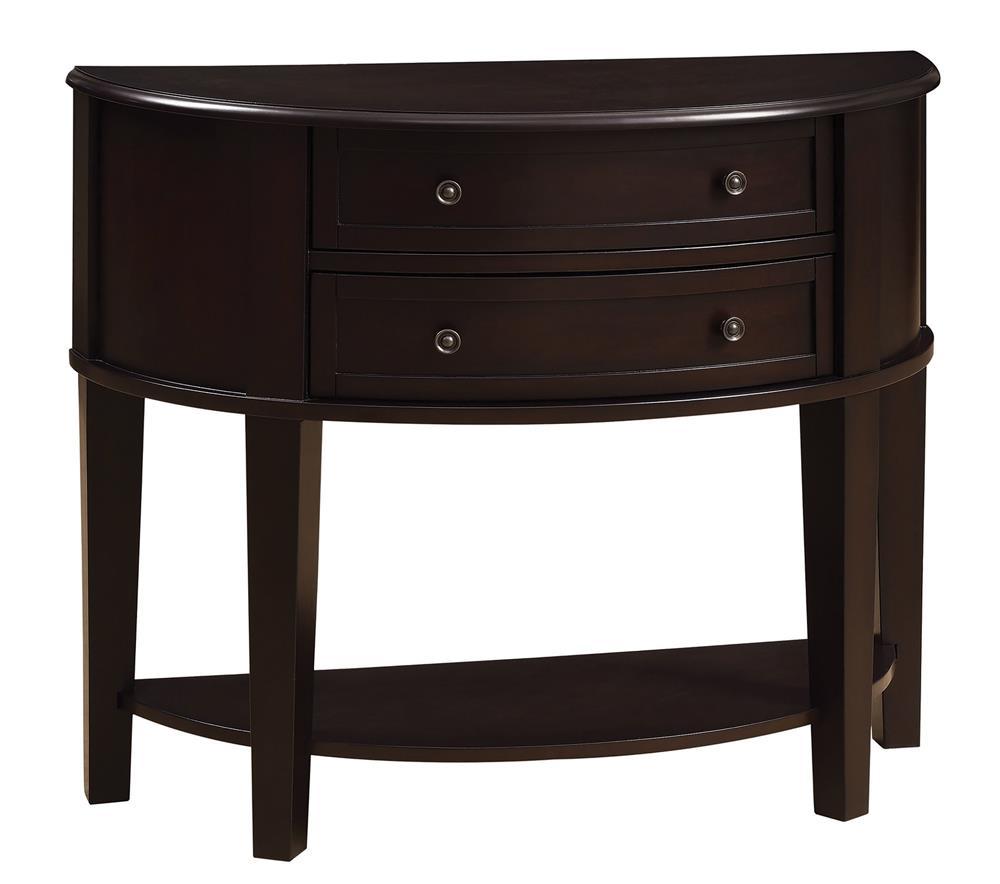 Diane 2-drawer Demilune Shape Console Table Cappuccino - Half Price Furniture