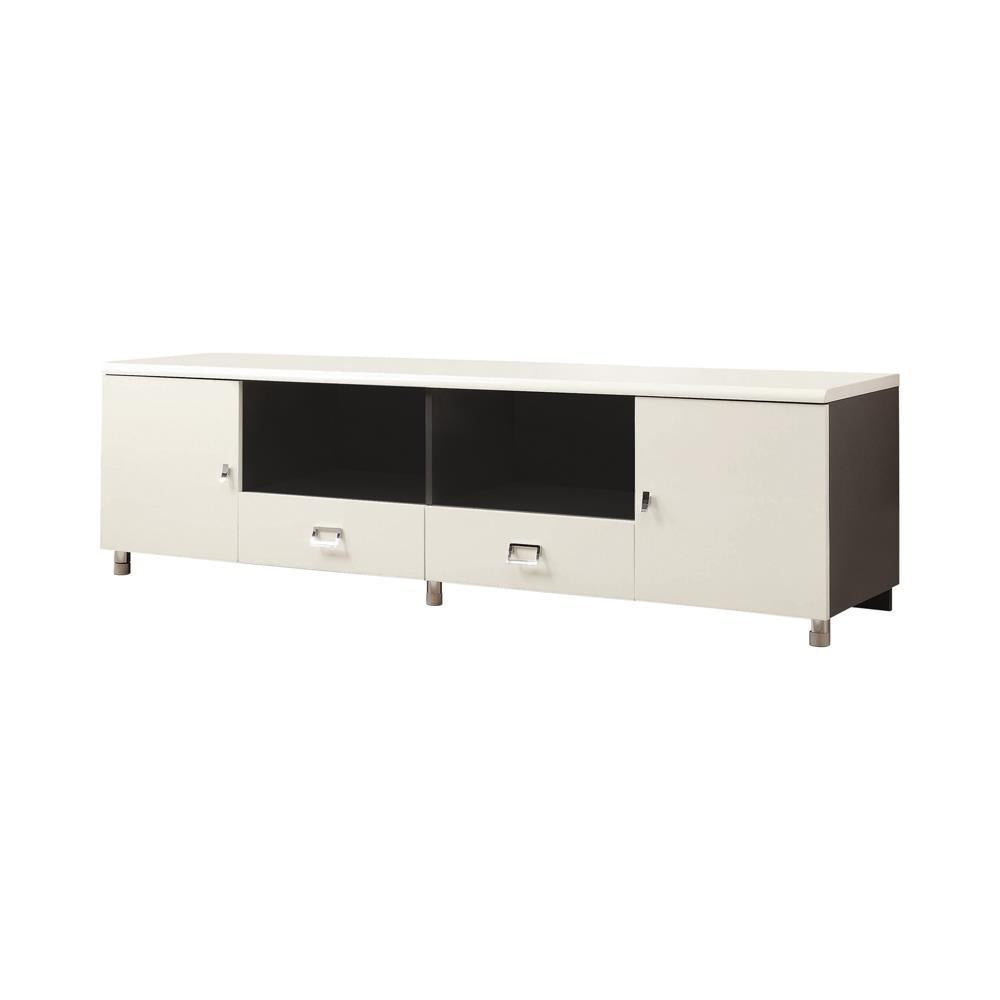 Burkett 2-drawer TV Console White and Grey  Las Vegas Furniture Stores
