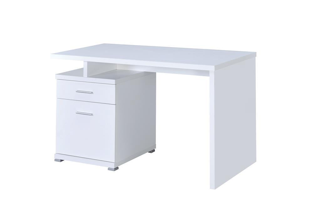 Irving 2-drawer Office Desk with Cabinet White - Desk - Half Price Furniture