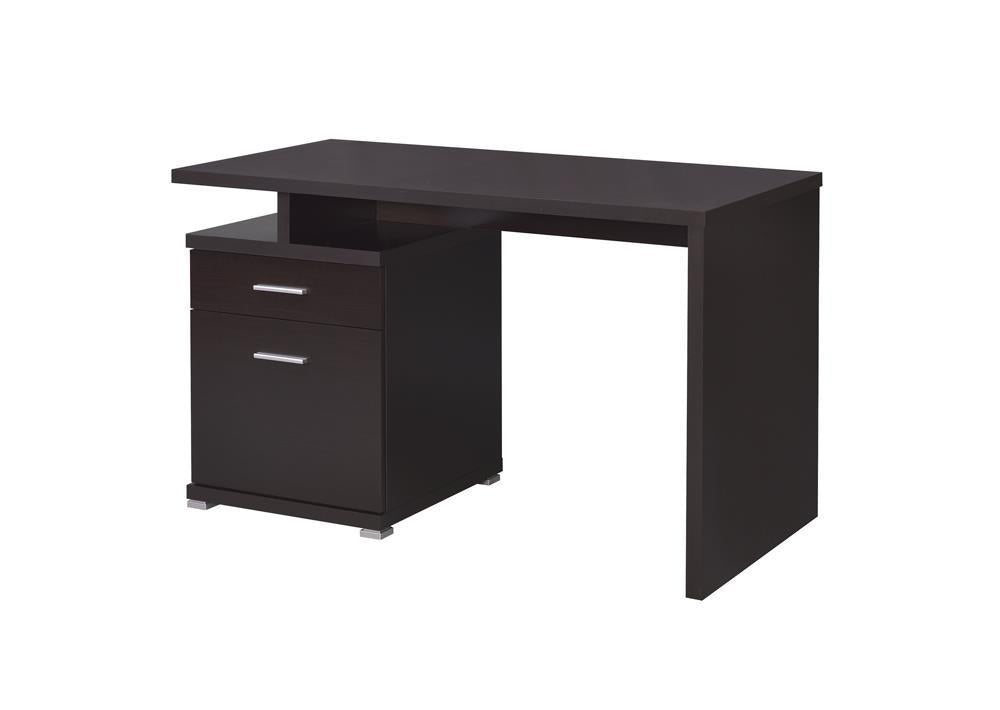 Irving 2-drawer Office Desk with Cabinet Cappuccino Half Price Furniture