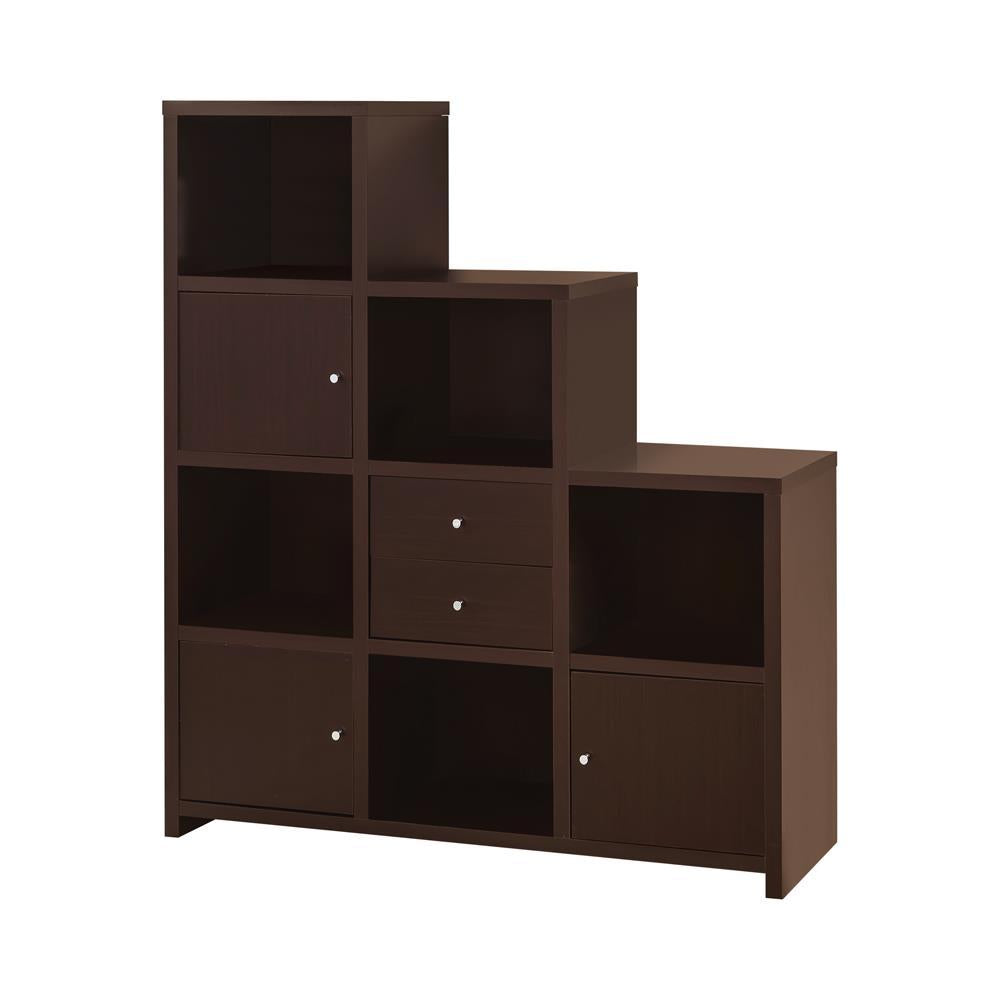 Spencer Bookcase with Cube Storage Compartments Cappuccino Spencer Bookcase with Cube Storage Compartments Cappuccino Half Price Furniture