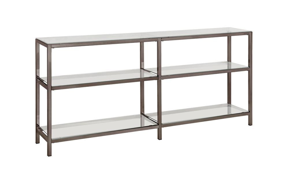 Kate 2-tier Bookcase Black Nickel - Bookcase - Half Price Furniture