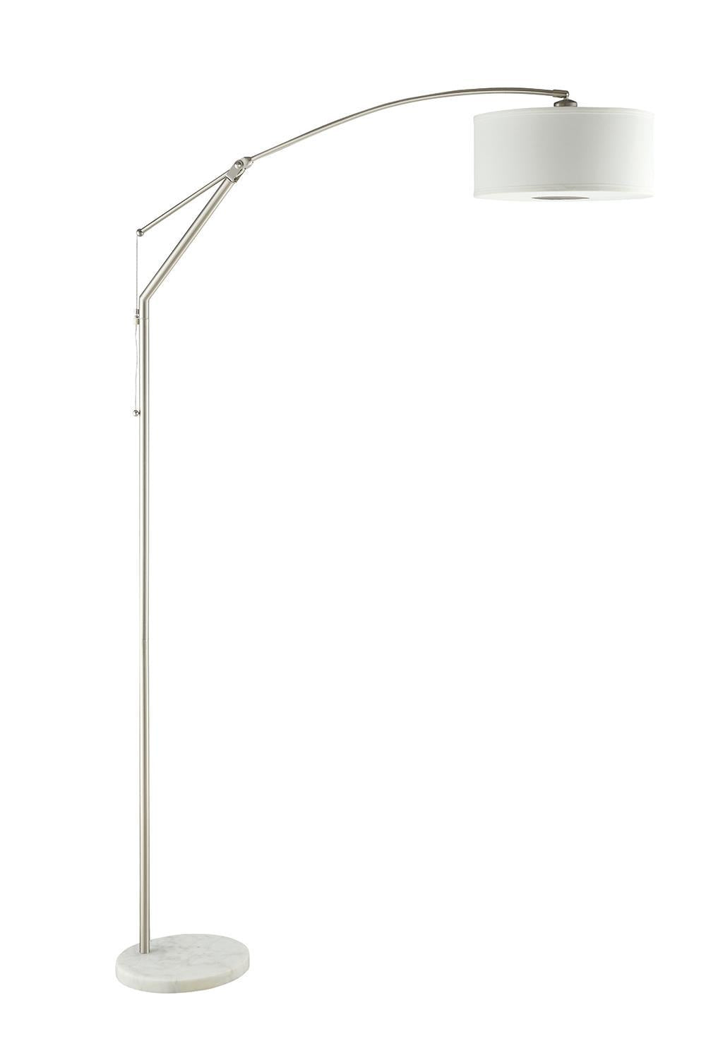Moniz Adjustable Arched Arm Floor Lamp Chrome and White - Half Price Furniture