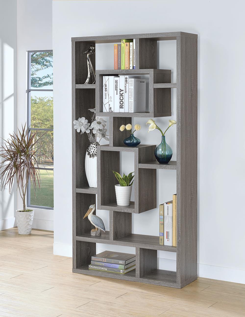 Howie 10-shelf Bookcase Weathered Grey Howie 10-shelf Bookcase Weathered Grey Half Price Furniture