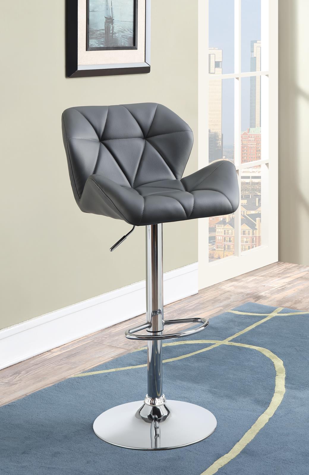 Berrington Adjustable Bar Stools Chrome and Grey (Set of 2) - Barstool - Half Price Furniture