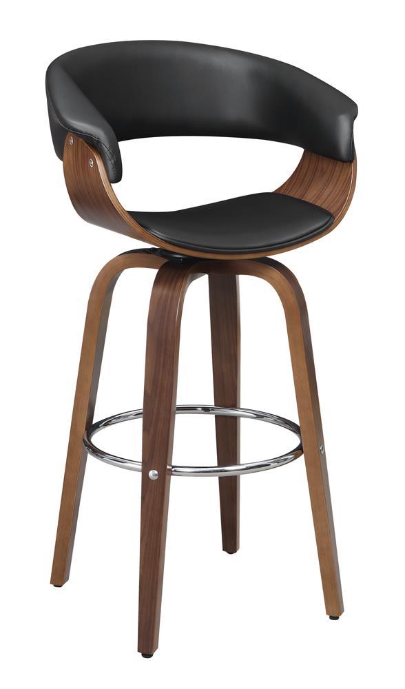 Zion Upholstered Swivel Bar Stool Walnut and Black - Half Price Furniture