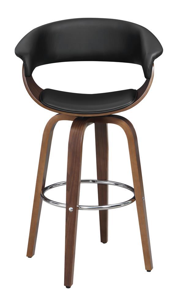 Zion Upholstered Swivel Bar Stool Walnut and Black - Barstool - Half Price Furniture
