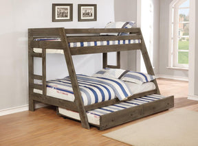 Wrangle Hill Twin Over Full Bunk Bed with Built-in Ladder Amber Wash - Half Price Furniture