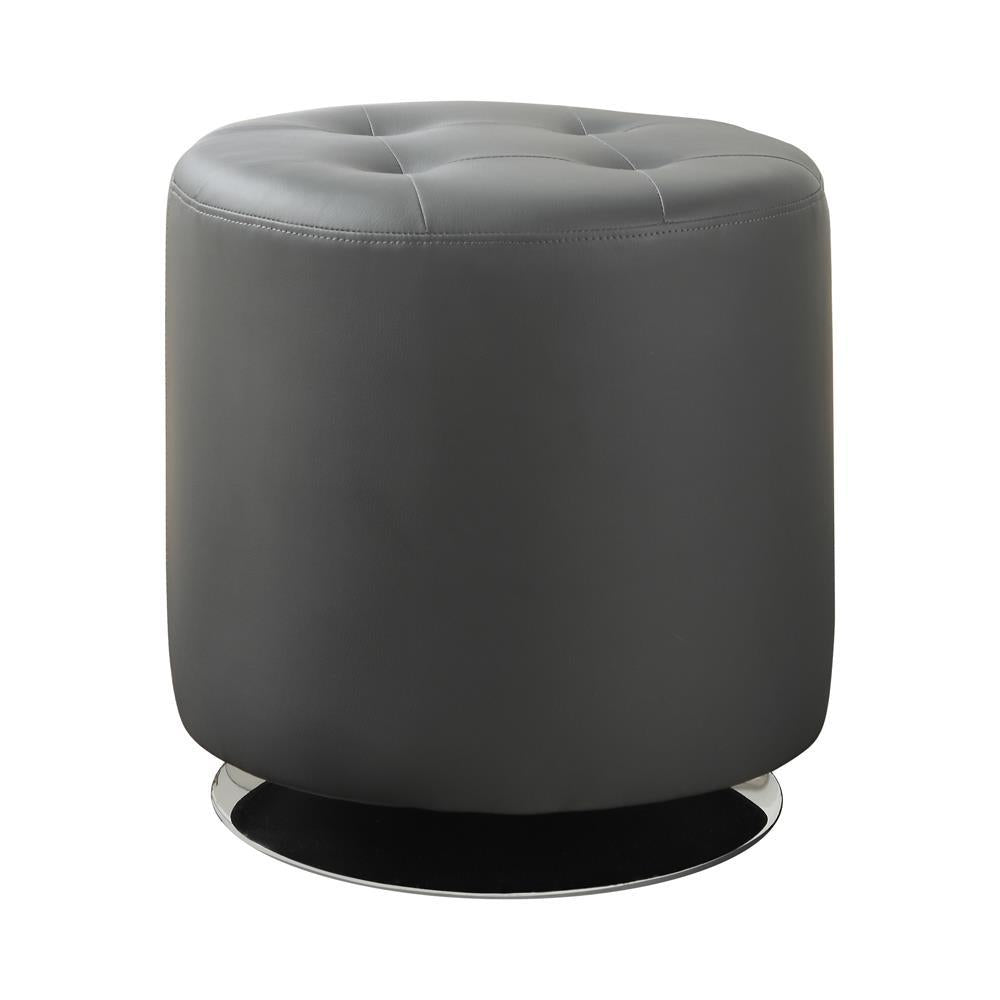 Bowman Round Upholstered Ottoman Grey - Ottoman - Half Price Furniture