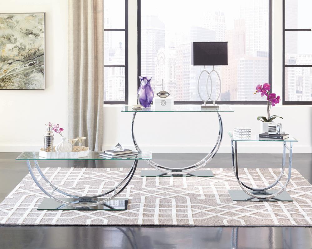 Danville U-shaped Sofa Table Chrome - Sofa Table - Half Price Furniture