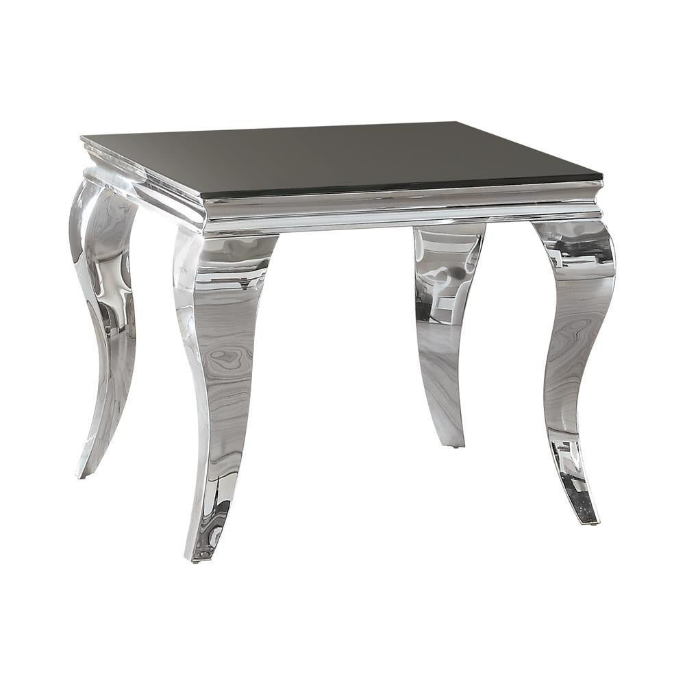 Luna Square End Table Chrome and Black - End Table - Half Price Furniture