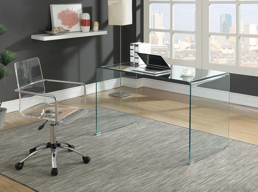 Ripley Glass Writing Desk Clear - Half Price Furniture