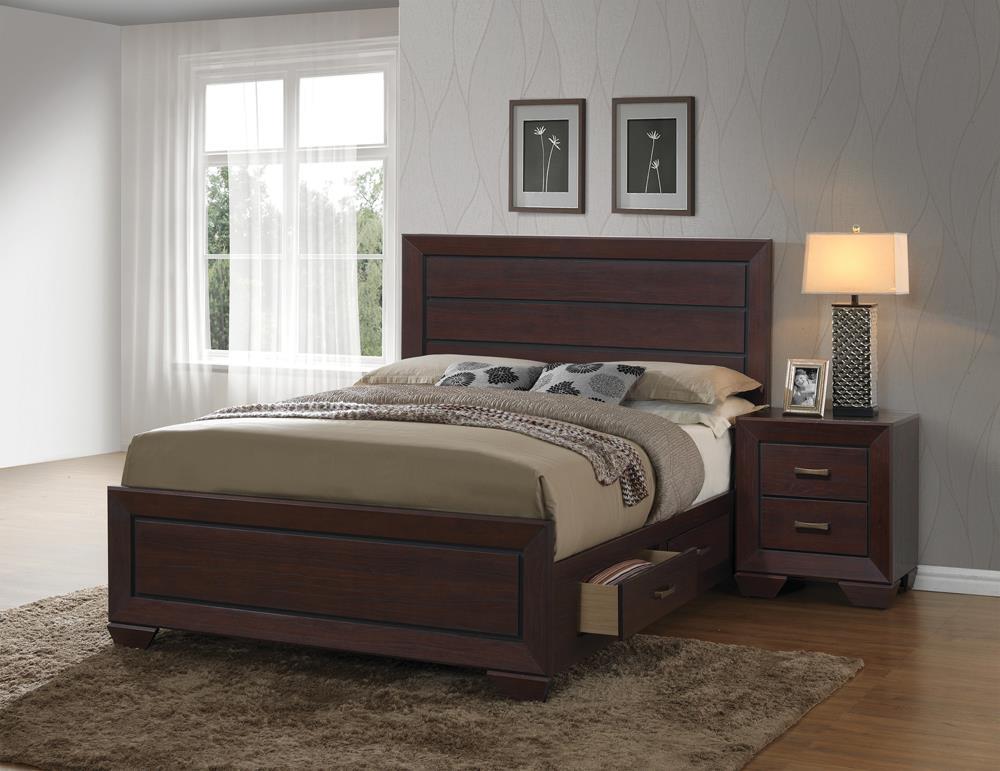 Kauffman Eastern King Storage Bed Dark Cocoa - Bed - Half Price Furniture