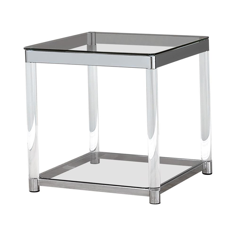 Anne End Table with Lower Shelf Chrome and Clear Anne End Table with Lower Shelf Chrome and Clear Half Price Furniture