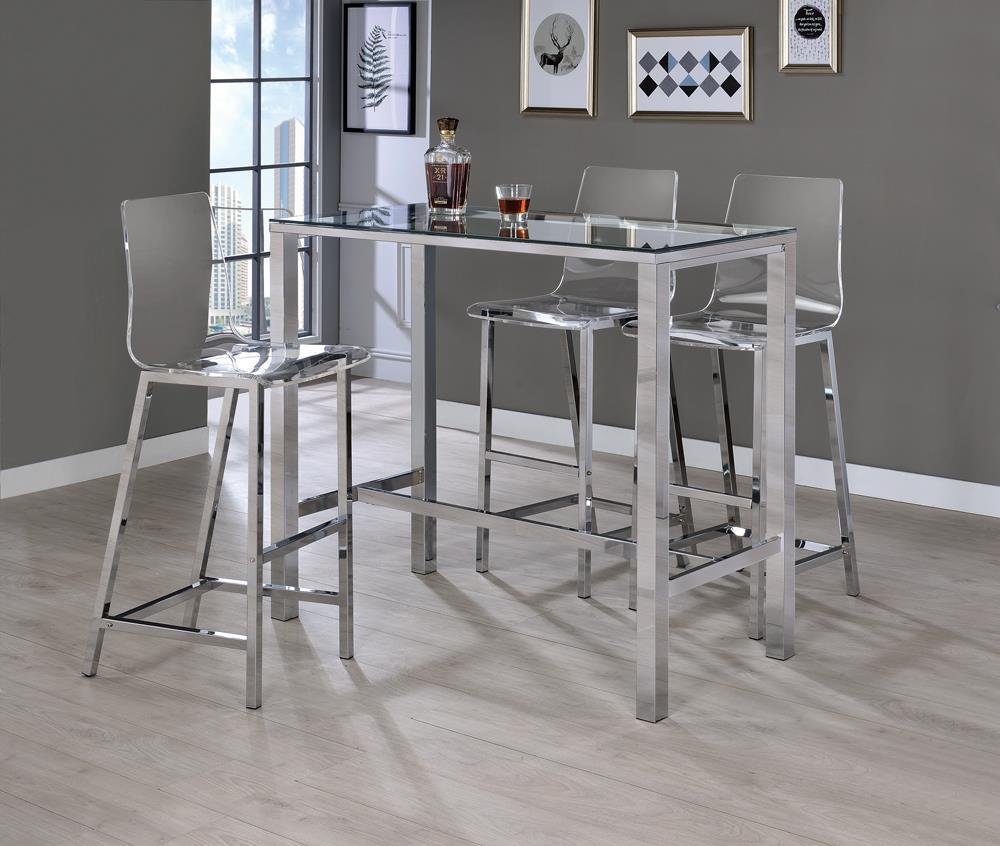 Tolbert Bar Table with Glass Top Chrome - Counter Height Table - Half Price Furniture