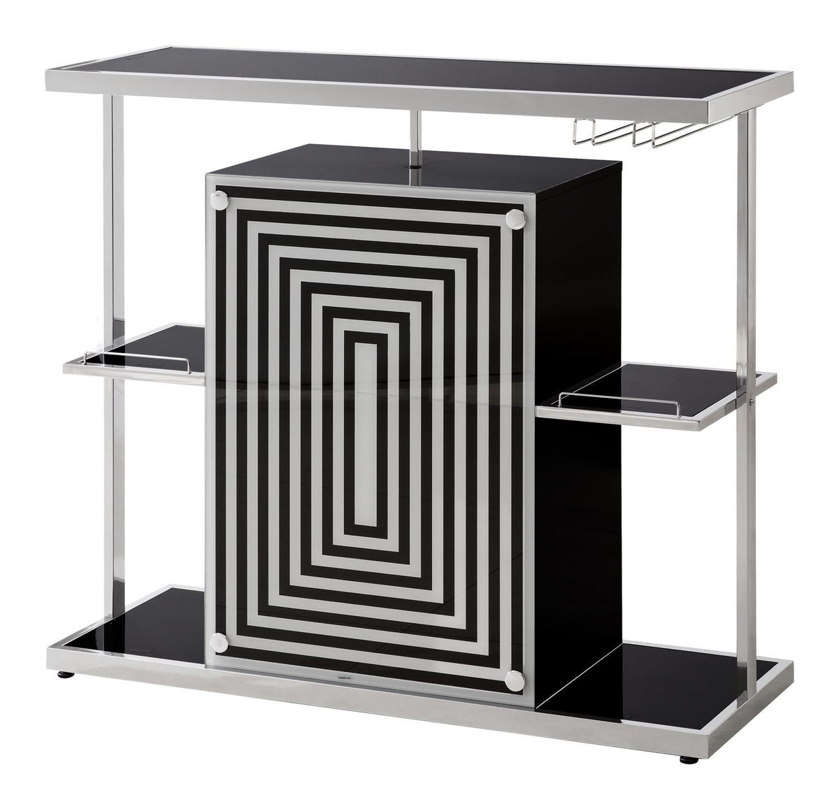 Zinnia 2-tier Bar Unit Glossy Black and White - Half Price Furniture